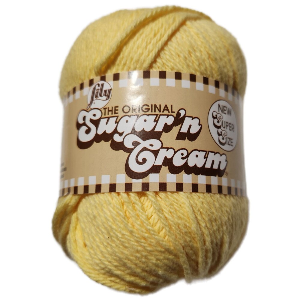 Lily Sugar'n Cream Cotton Yarn Yellow 4-Ply Super Size Crochet Bag Crafts